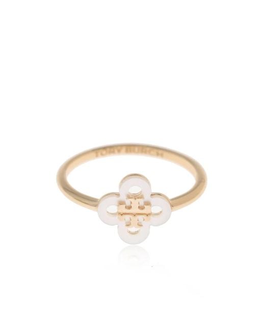 Tory Burch White Clover Logo Set Of Three Rings