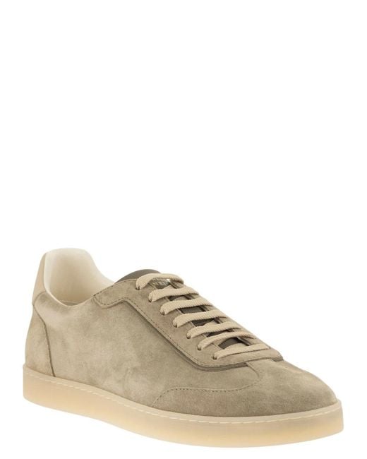 Brunello Cucinelli Natural Suede Trainers for men