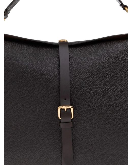 Etro Black Buckle-Fastening Extra-Large Leather Shoulder Bag