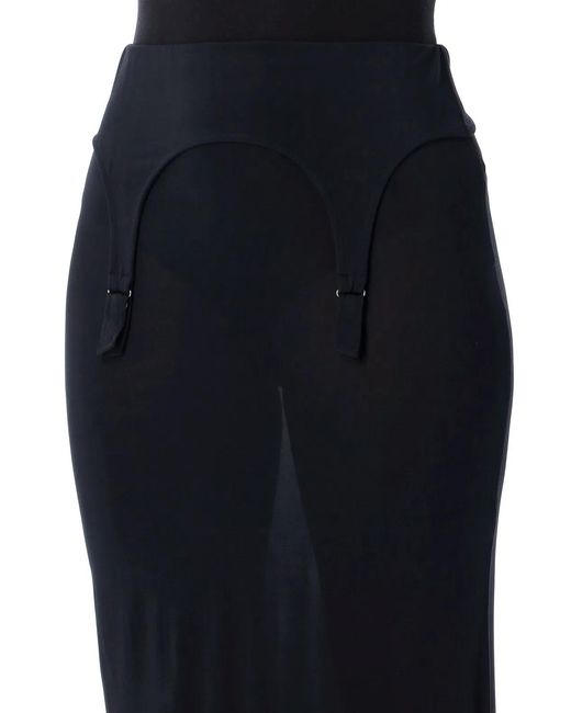 Jean Paul Gaultier Black Long Sheer Skirt With Lingerie Details