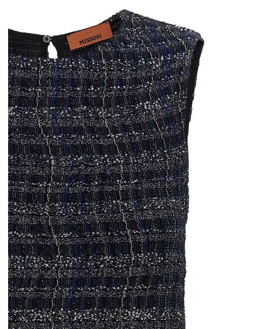 Missoni Blue Check Pattern Dress