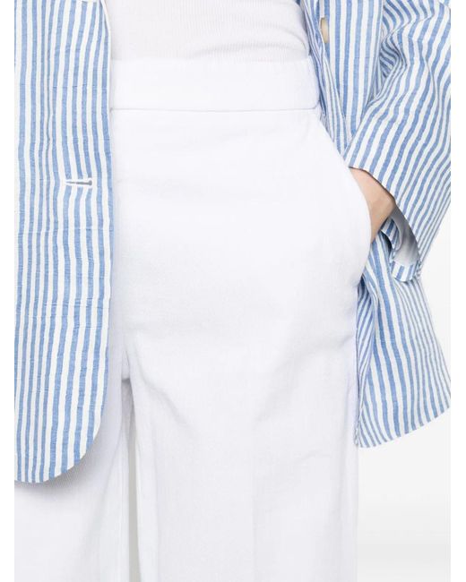 Via Masini 80 White Cotton Wide-Leg Trousers