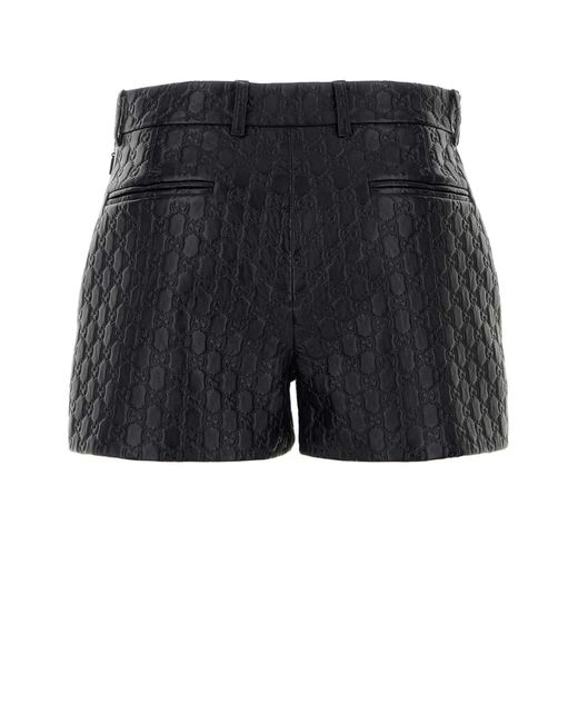 Gucci Black Leather Shorts