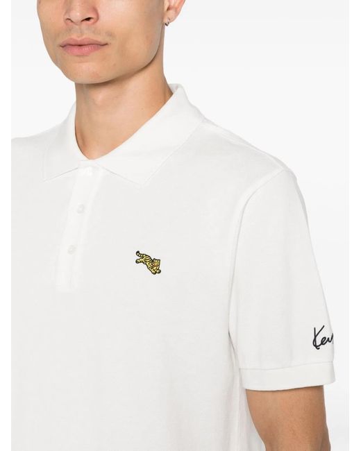 KENZO White Gots Cotton Polo Shirt for men