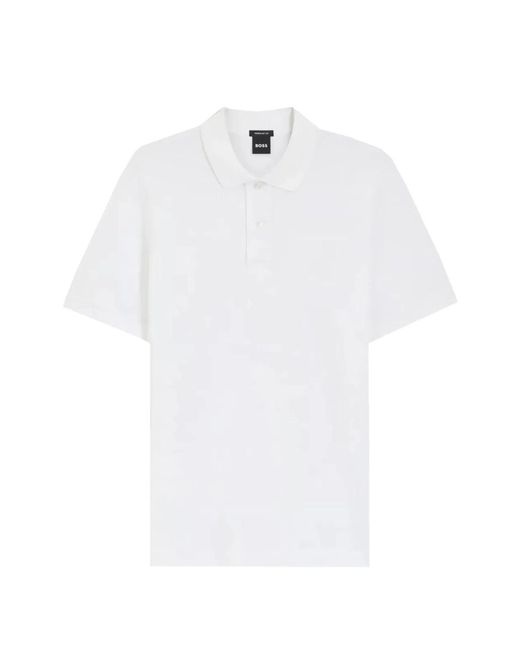 Boss White Cotton Polo Shirt for men