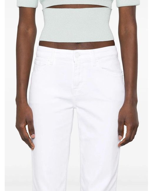 7 For All Mankind White Title: Bootcut Stretch Denim Jeans With Metallic Fibre