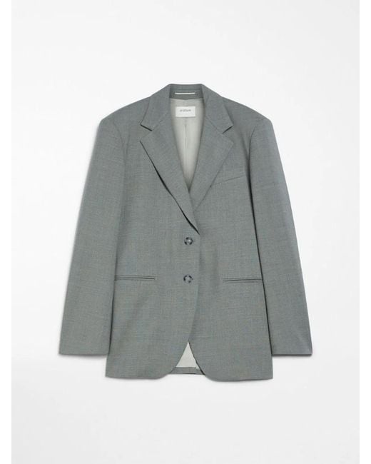 Max Mara Gray Wool Baffo Blazer