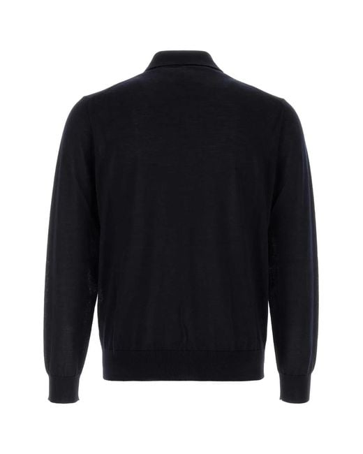 Prada Blue Midnight Wool Polo Shirt for men
