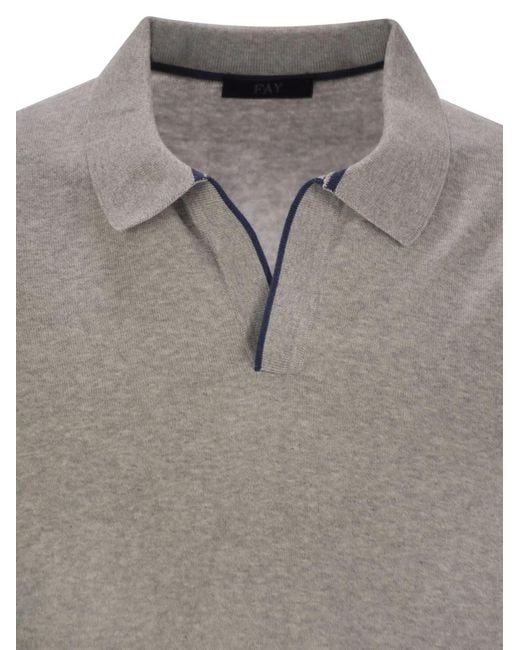 Fay Gray Cotton Buttonless Polo Shirt for men