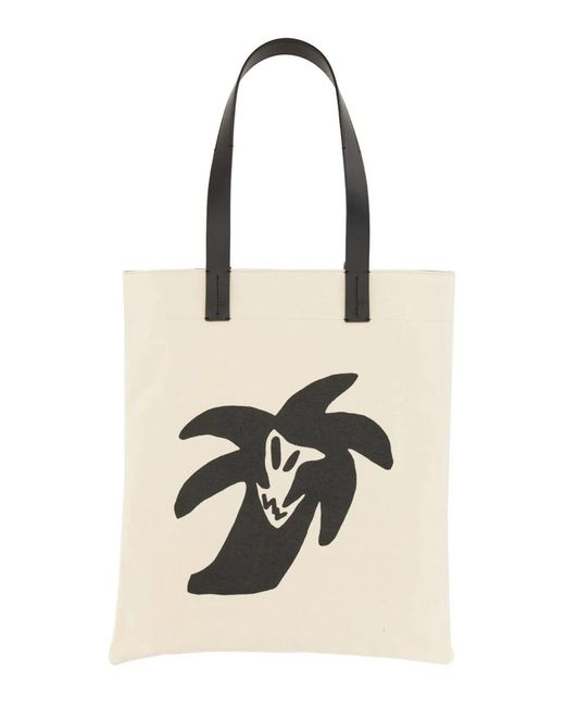 Palm Angels Natural Cotton Canvas Shopping Bag for men