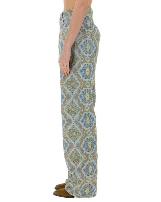 Etro Green Jeans Con Stampa Paisley