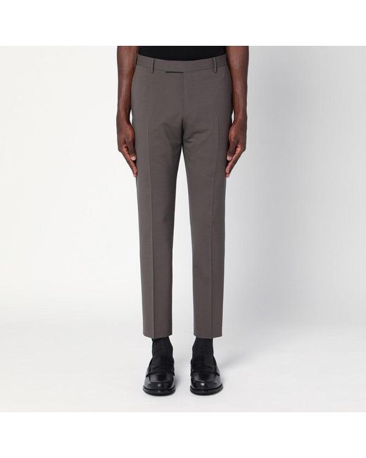 PT Torino Gray Taupe Colour Wool Trousers for men
