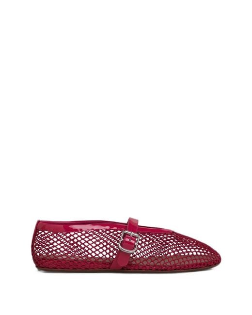 Alaïa Purple Alaia Fishnet Buckled Ballet Flats