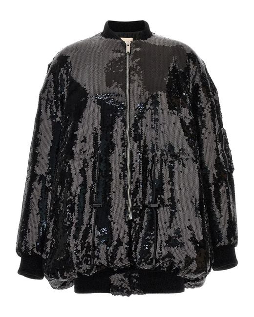 Alexandre Vauthier Black Sequin Bomber Jacket