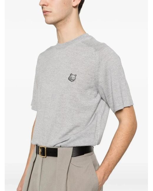 Maison Kitsuné Gray Logo T-Shirt for men