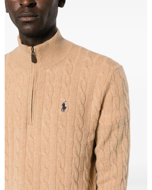 Polo Ralph Lauren Natural Cable-Knit Quarter-Zip Jumper for men