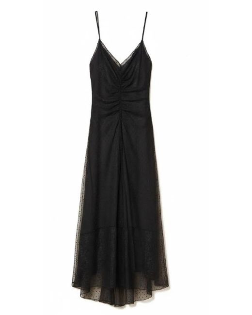 Twinset Black Spaghetti Straps V Neck Dress