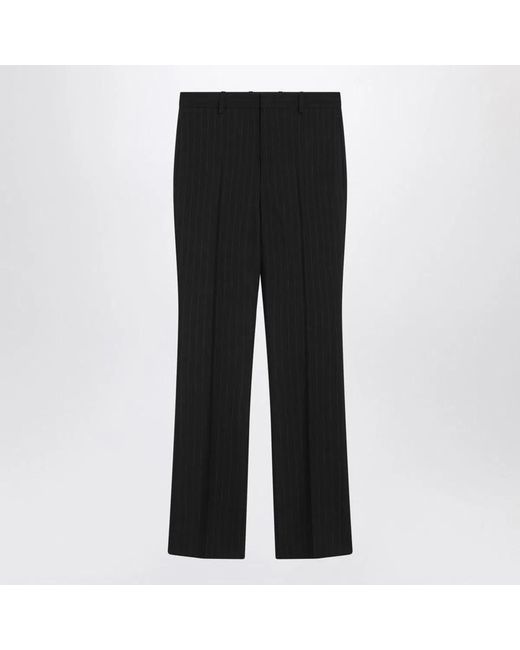 Gucci Black Wool Pinstripe Trousers