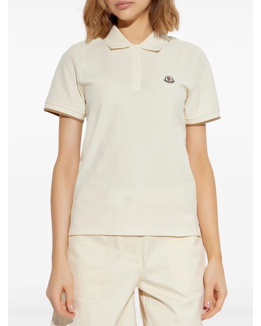 Moncler White Short-Sleeve Polo Shirt