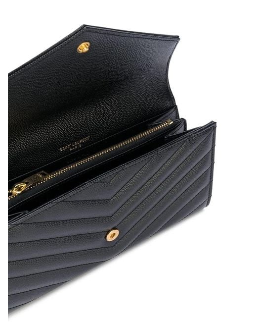 Saint Laurent Black Large Monogram Flap Wallet