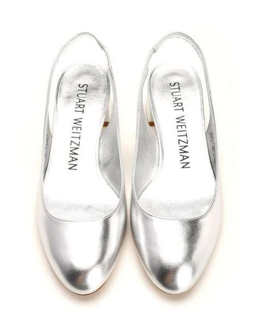 Stuart Weitzman White Vivienne 35 Slingbac;Slv;5.5 C