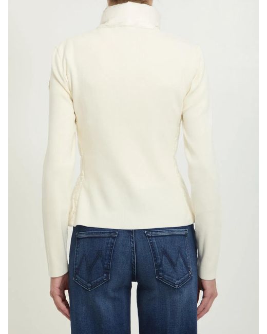Moncler White Wool And Nylon Padded Cardigan