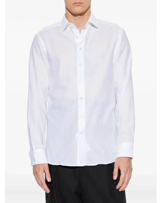 Etro White Cotton Jacquard Shirt With Gecko Motif for men