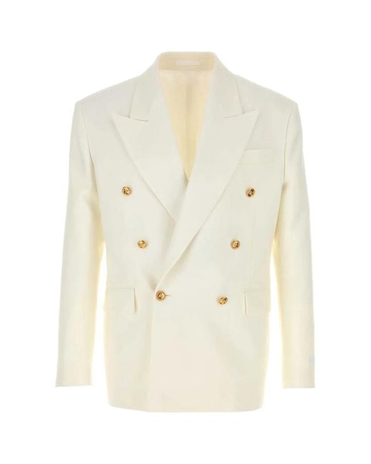 Versace White Formal Jacket Plain Wool Fabric for men