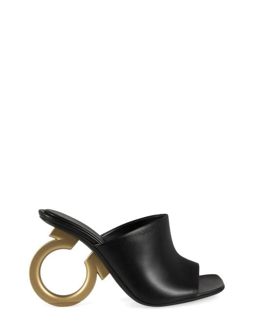 Ferragamo Black Astro Leather Mules