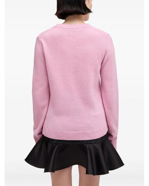 Ganni Pink Wool Crewneck Sweater