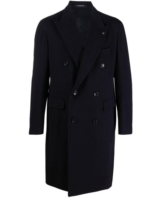 Tagliatore Blue Virgin Wool Coat for men