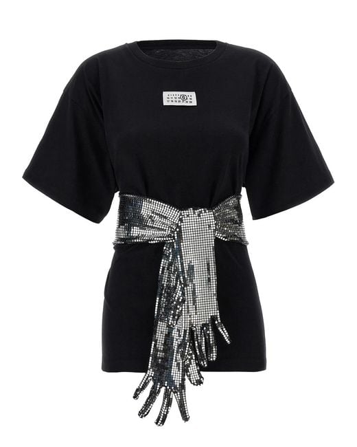 MM6 by Maison Margiela Black Sequin Gloves T-Shirt