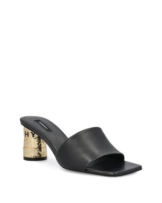 Givenchy Black Tape Heeled Leather Mules