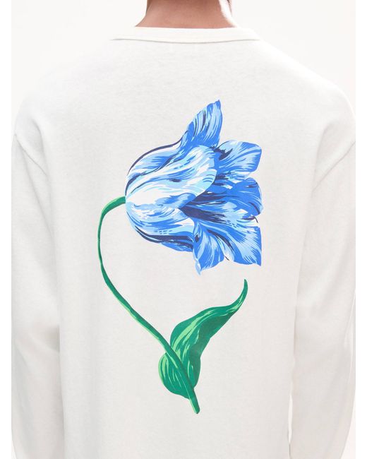 KENZO White Tulip Long-Sleeved Cotton T-Shirt for men