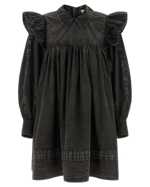 Ganni Black Washed Mini Shirt' Dress