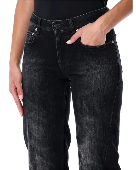 Balenciaga Blue Crinkled Effect Wide Leg Jeans With Washed And Worn-Out Details