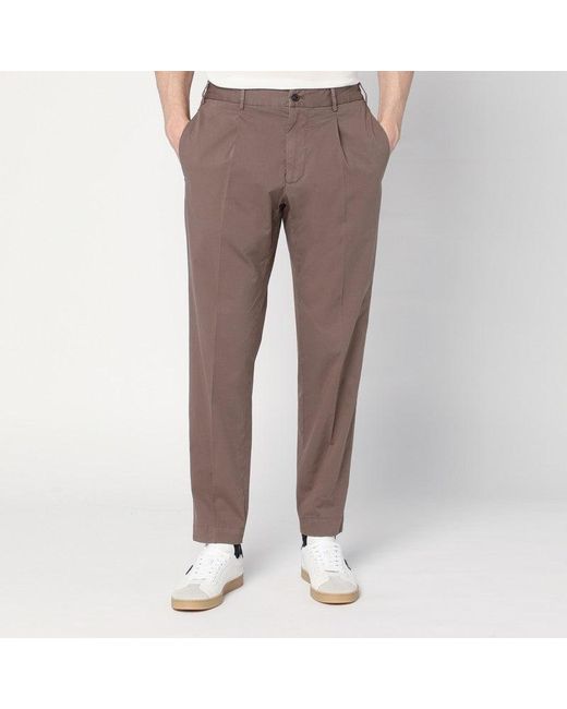 Santaniello Brown Dove Cotton Trousers for men