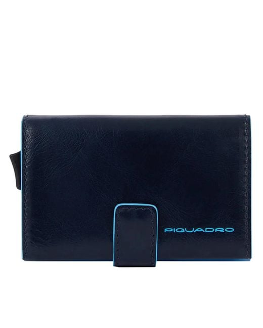 Piquadro Blue Metal Card Holder