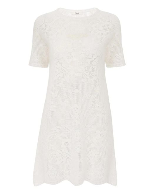 Chloé White Cotton Knit Dress