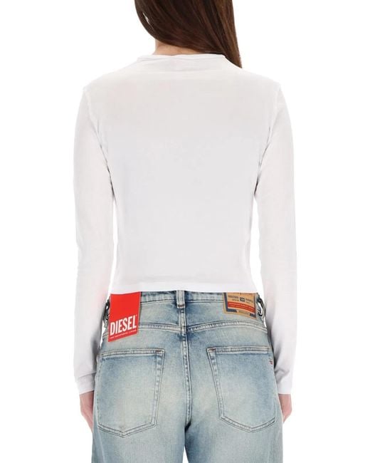 DIESEL White Tshirt Tuncutielonglsod