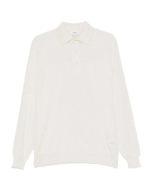Lardini White Wool Polo Shirt for men