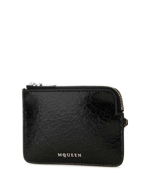 McQueen Black Sling Zip Coin Pouch for men