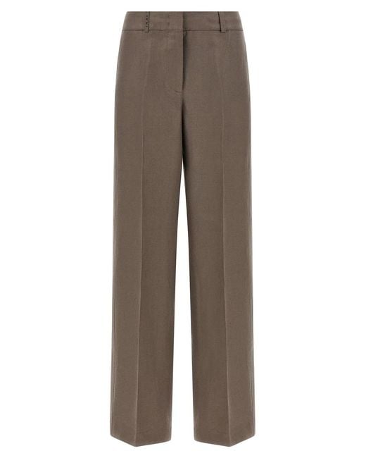 Peserico Brown Linen Trousers