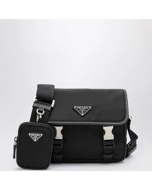 Prada Black Re-Nylon And Saffiano Leather Shoulder Bag for men
