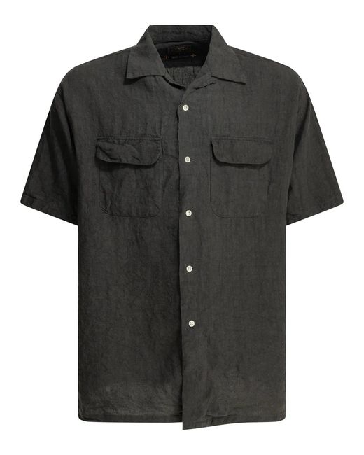 Beams Plus Black Casual Linen Shirt for men