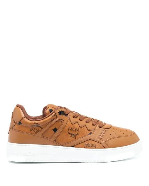 MCM Brown Printed Canvas Terrain Sneakers for men