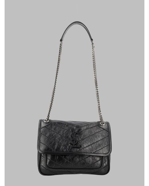 Saint Laurent Gray Shoulder Bag Niki Baby Leather