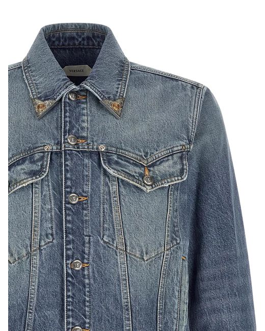 Versace Blue 'Medusa' Denim Jacket for men