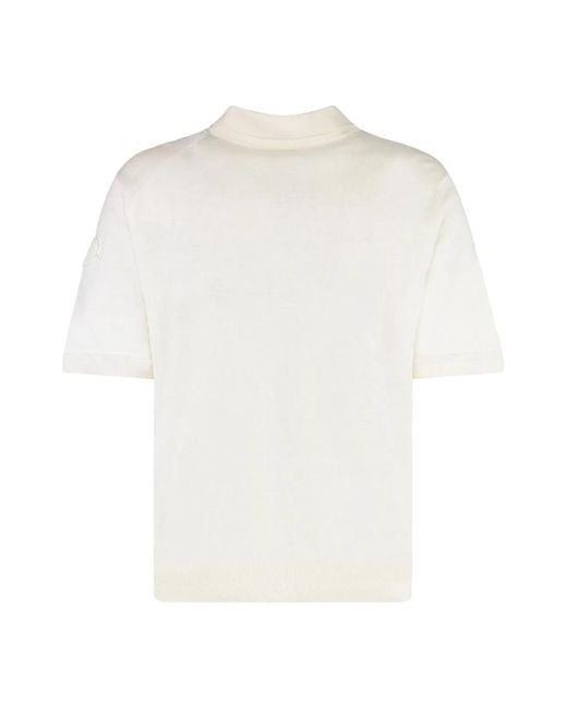 Moncler White Short Sleeve Polo Shirt for men
