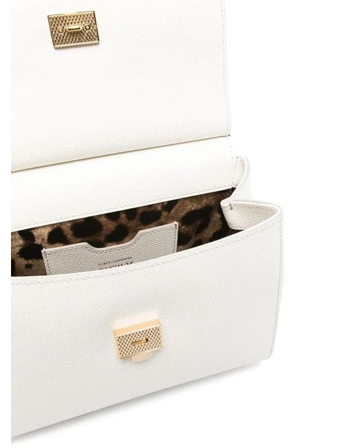 Dolce & Gabbana White Dolce & Gabbana Sicily Medium Leather Handbag